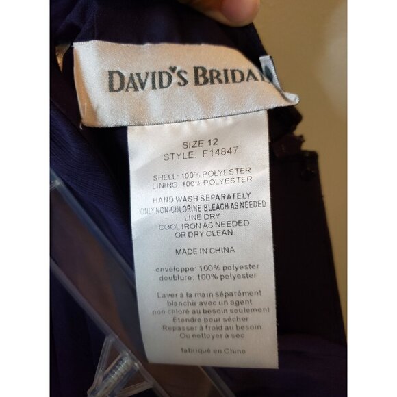 David's Bridal Womens 12 Short Dress Prom Semi Formal Purple Ruffle F14847 - Picture 5 of 5